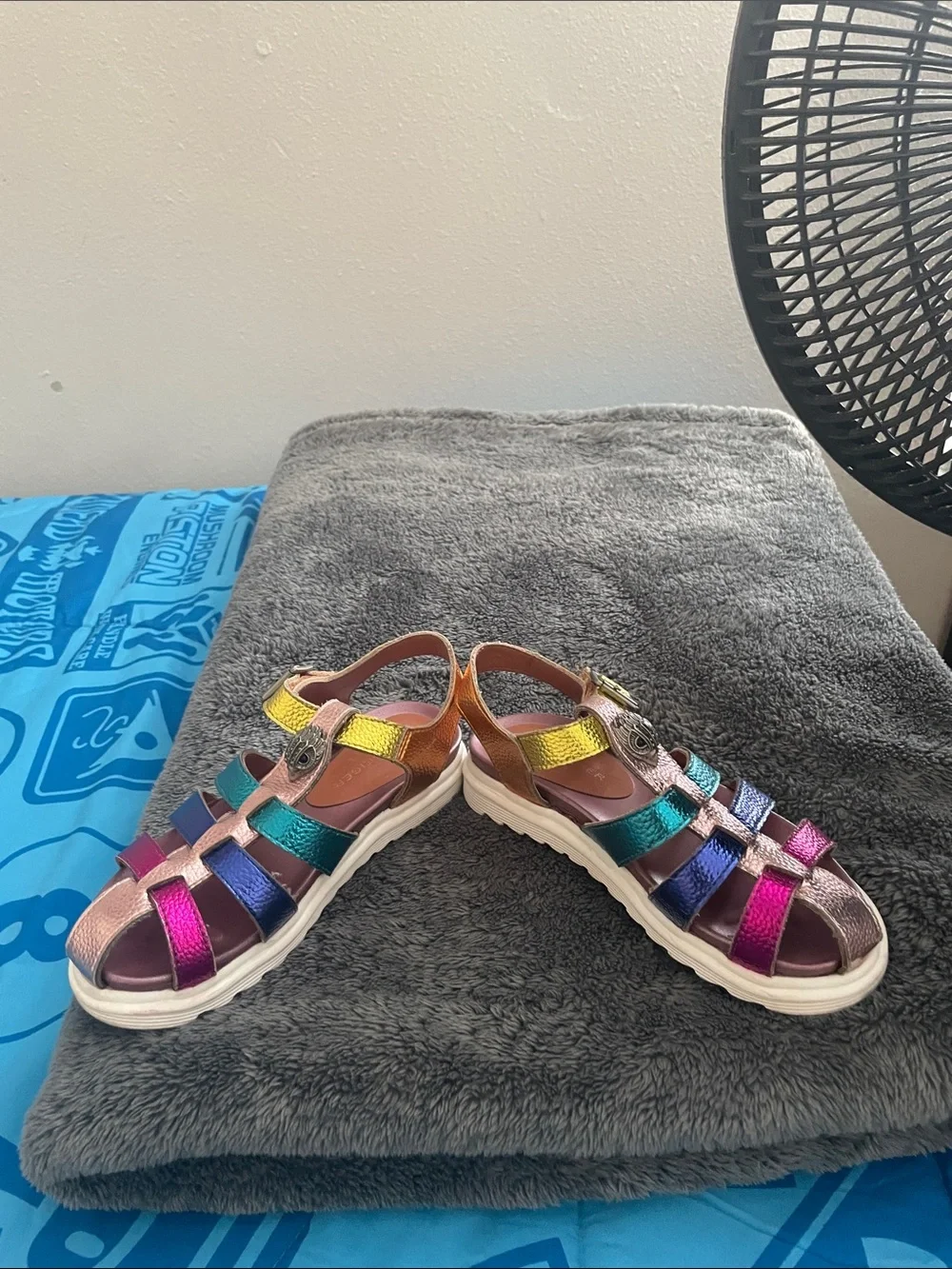 Kurt Geiger Girls Metallic Multi-Strap Rainbow Sandals
